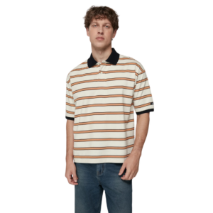 เสื้อโปโลลายทางสีเบจทรงหลวม