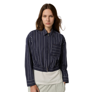 เสื้อเชิ้ตลายทางแบบซิปหน้า